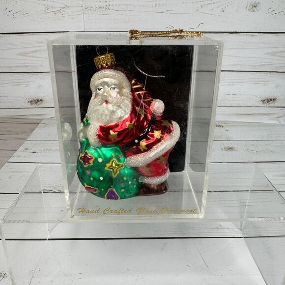 Vintage Hand Painted Blown Glass Santa Claus Christmas Ornament 2002 Target - Picture 7 of 9